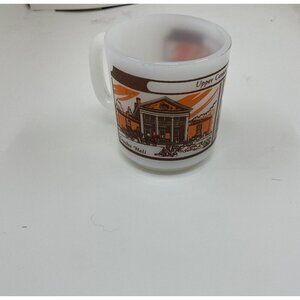 Glasbake Milk Glass Mug Upper Canada Village Souvenir Vintage White Retro